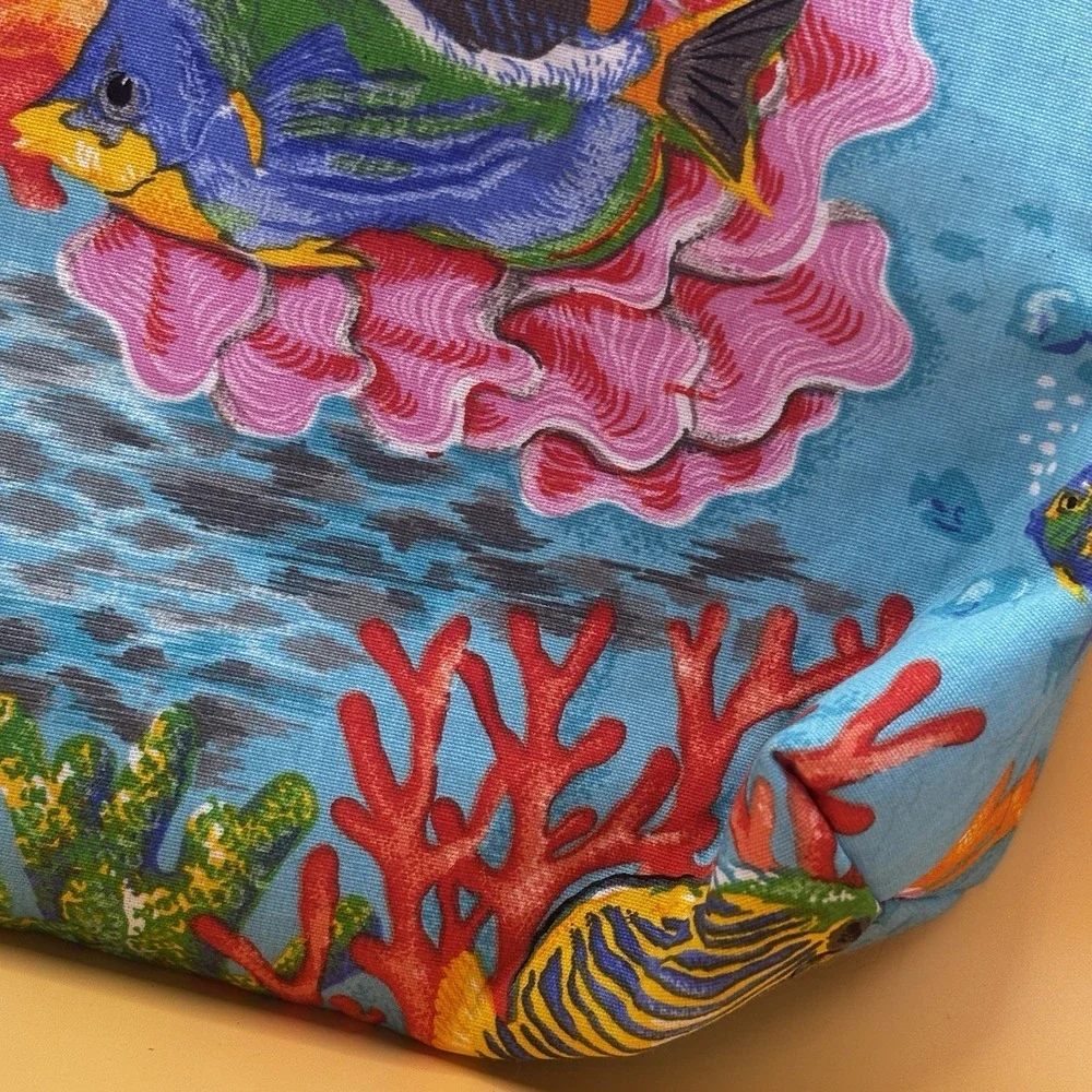 Beach Coral Fish Underwater Theme Make Up Toiletry Bag Zip vibrant blue clean